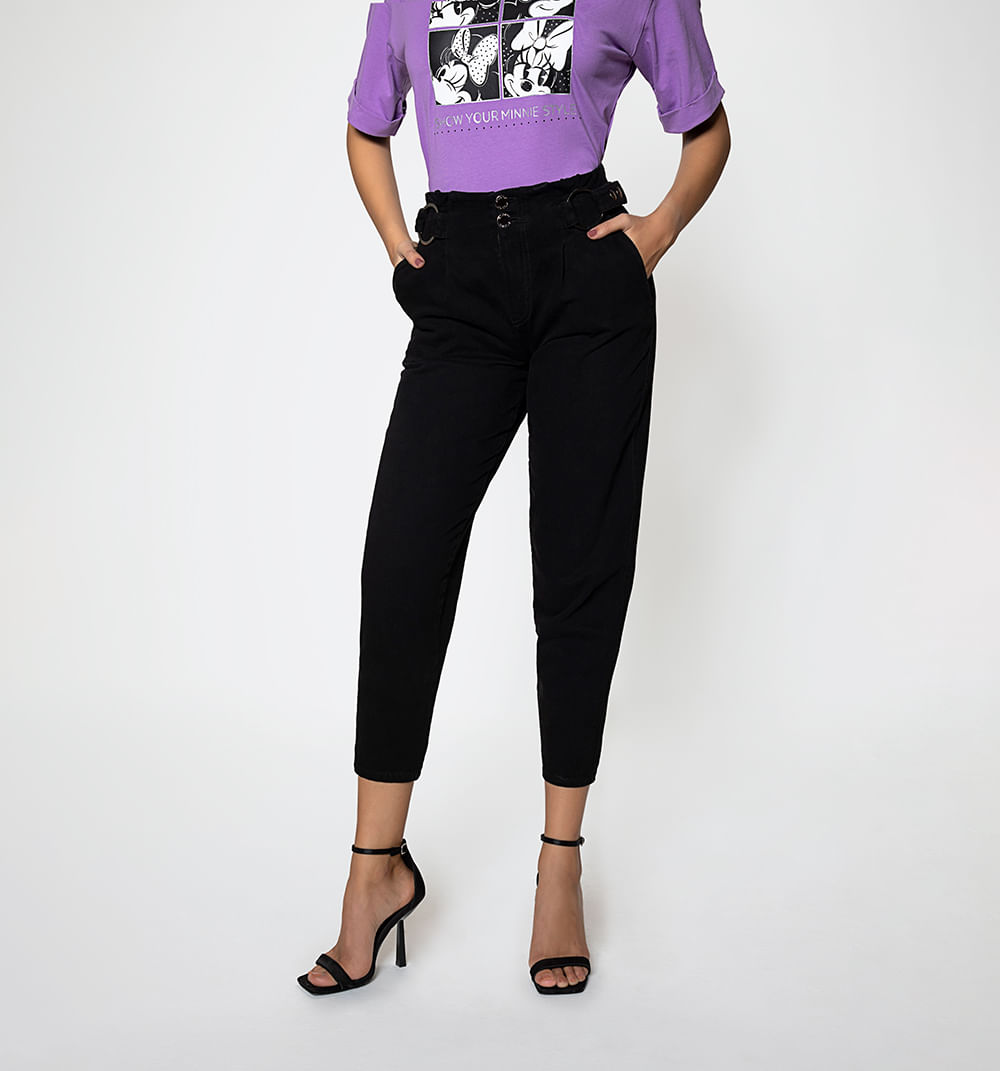 Jean slouchy con hebillas laterales y co