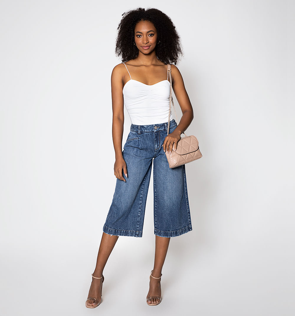 Jean culotte tiro alto, con prense