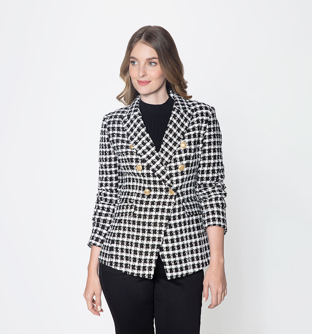 Blazer en tweed con seis botones