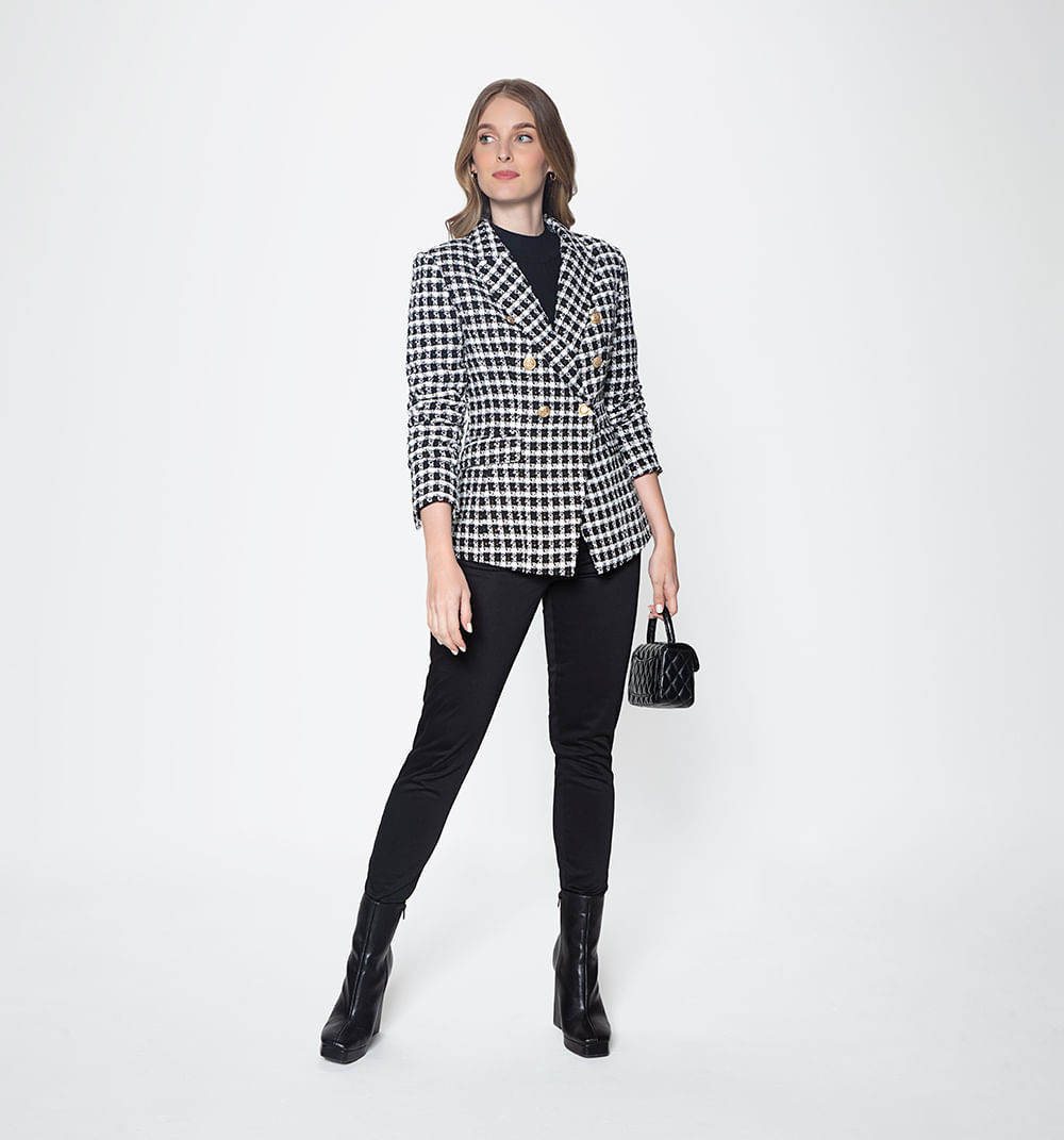 Blazer a cuadros con seis botones delant