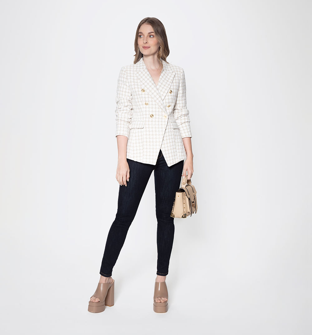 Blazer a cuadros con seis botones delant