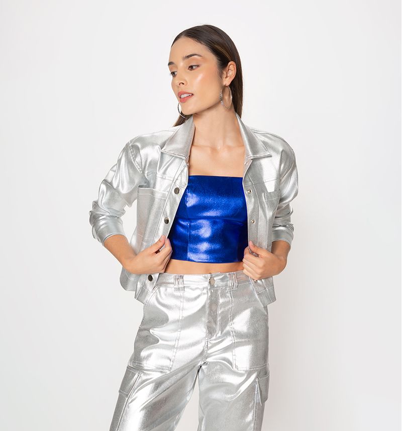 camisera, manga larga, metalizada