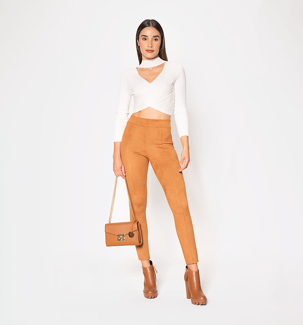 Blusa tejida manga larga cruzada en frente