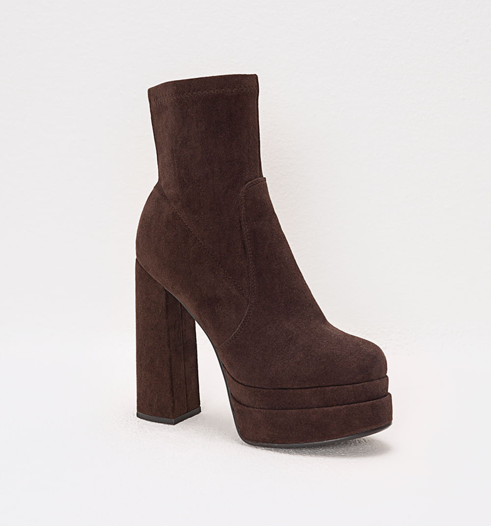 Bota media caña con doble plataforma en suede