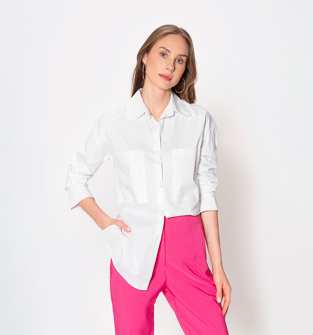 Blusón manga larga almilla con cadena bolsillo