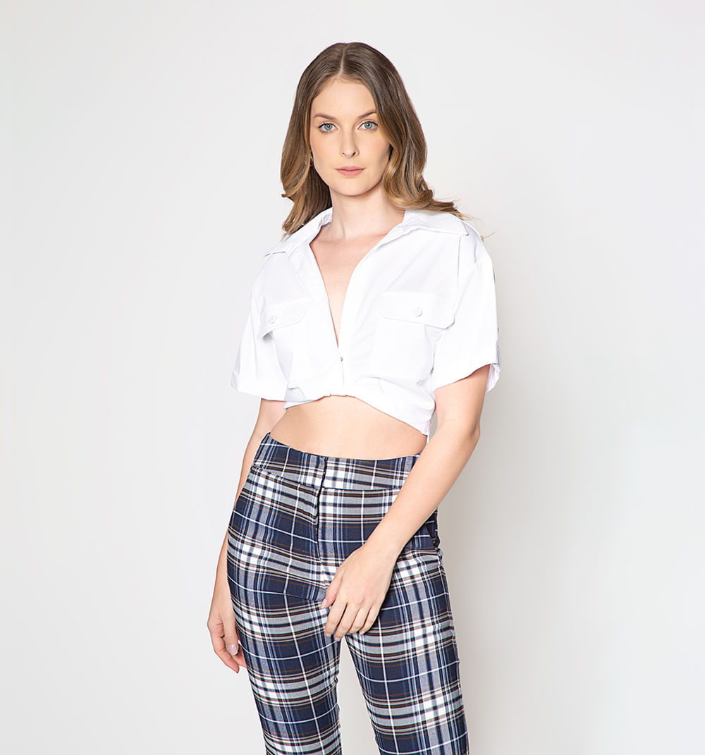 Blusa  manga corta charretera  frente entrelazado