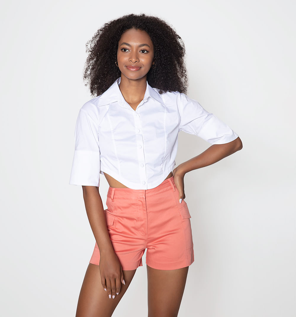 Blusa corta, manga 3/4  puño ancho