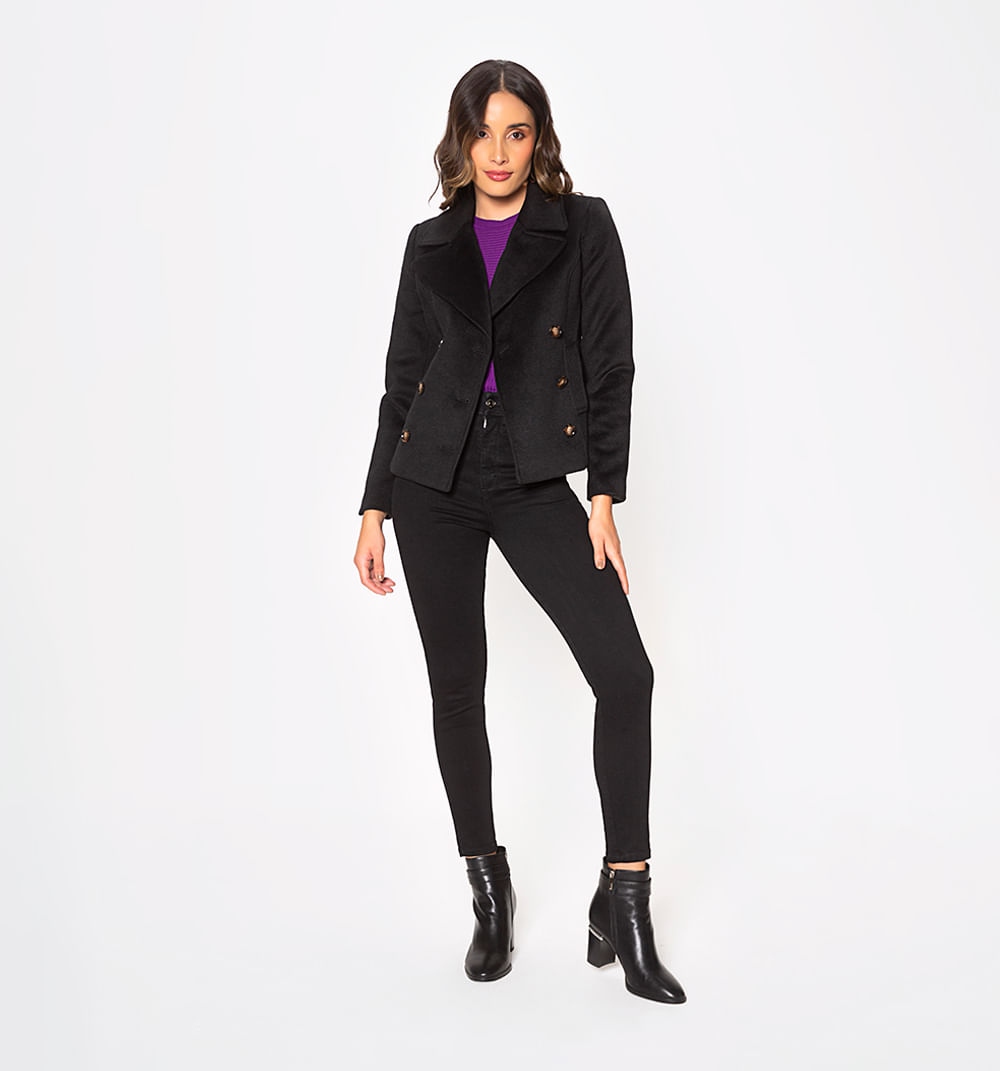 Chaqueta en paño con botones y bolsillos