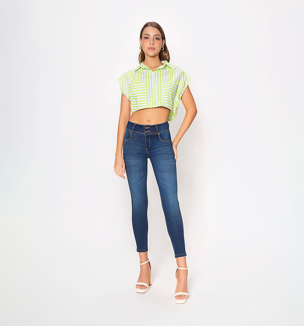 Blusa manga rodada prenses bolsillo
