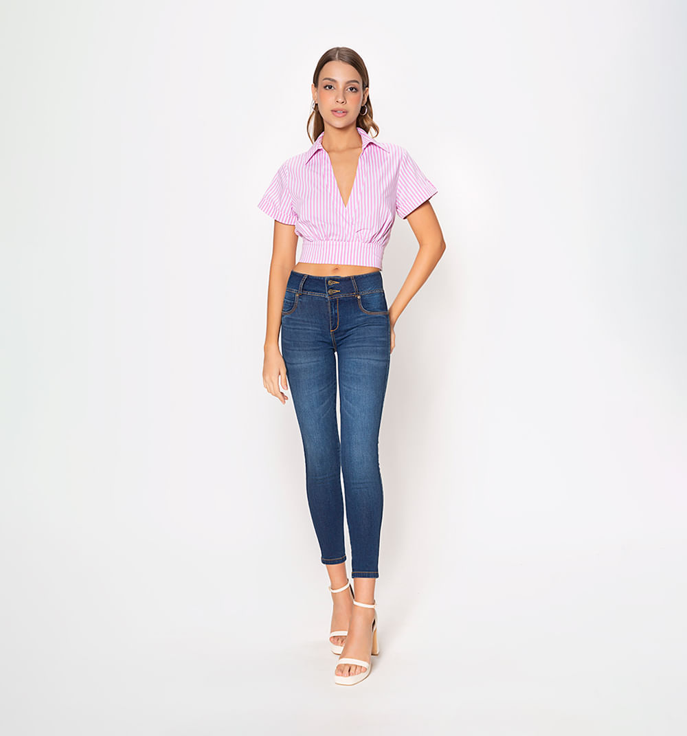 Blusa crop manga corta con guardapolvo y