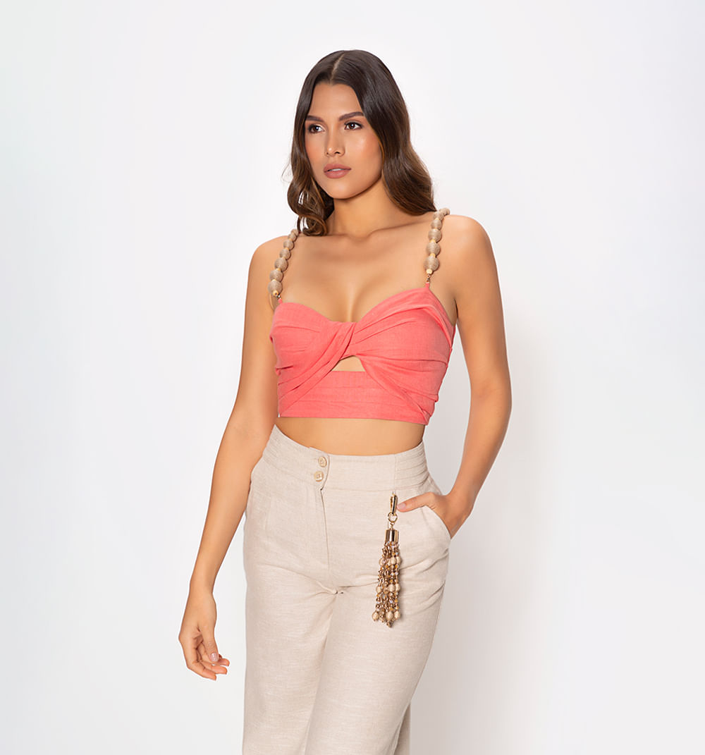 Blusa tiras con insumo y fajon plisado