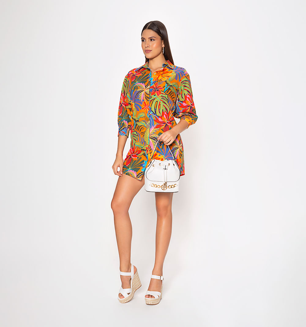 Vestido corto  manga 3/4