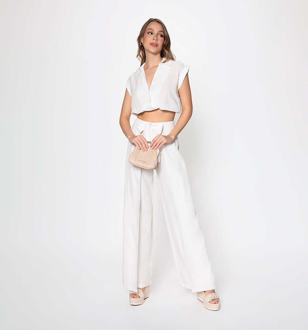 Pantalon palazzo con amarre en frente