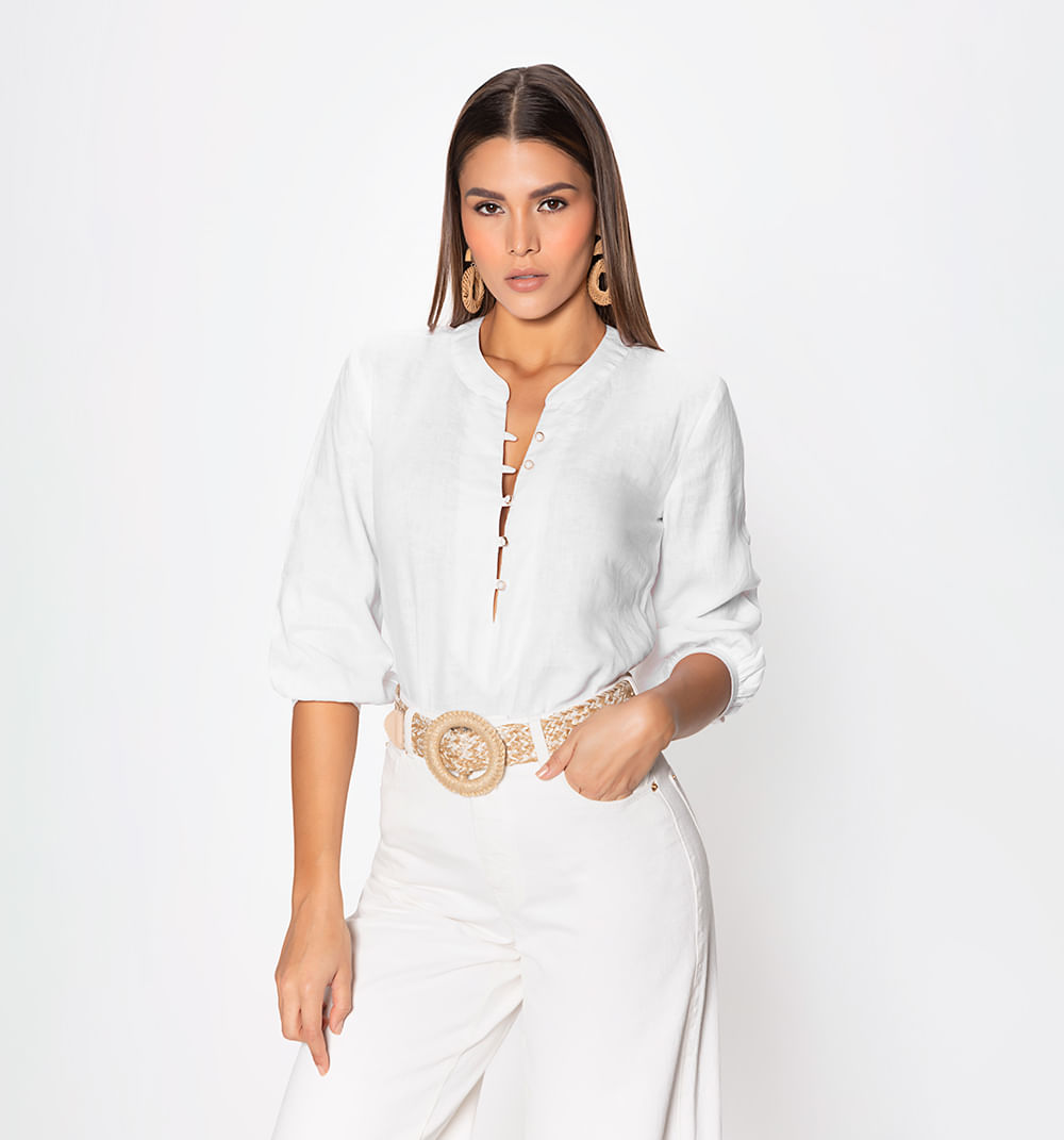 Bluson manga 3/4 con botones perla