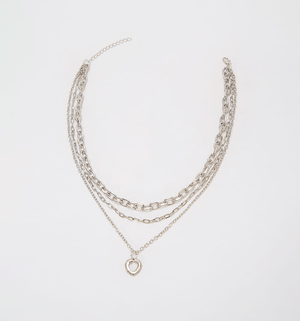Collar capas con dije circulo con brilla