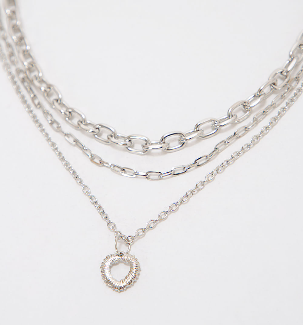 Collar capas con dije circulo con brilla