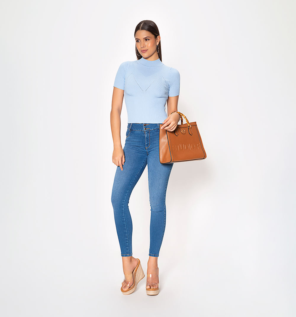 Blusa tejida manga corta cuello redondo