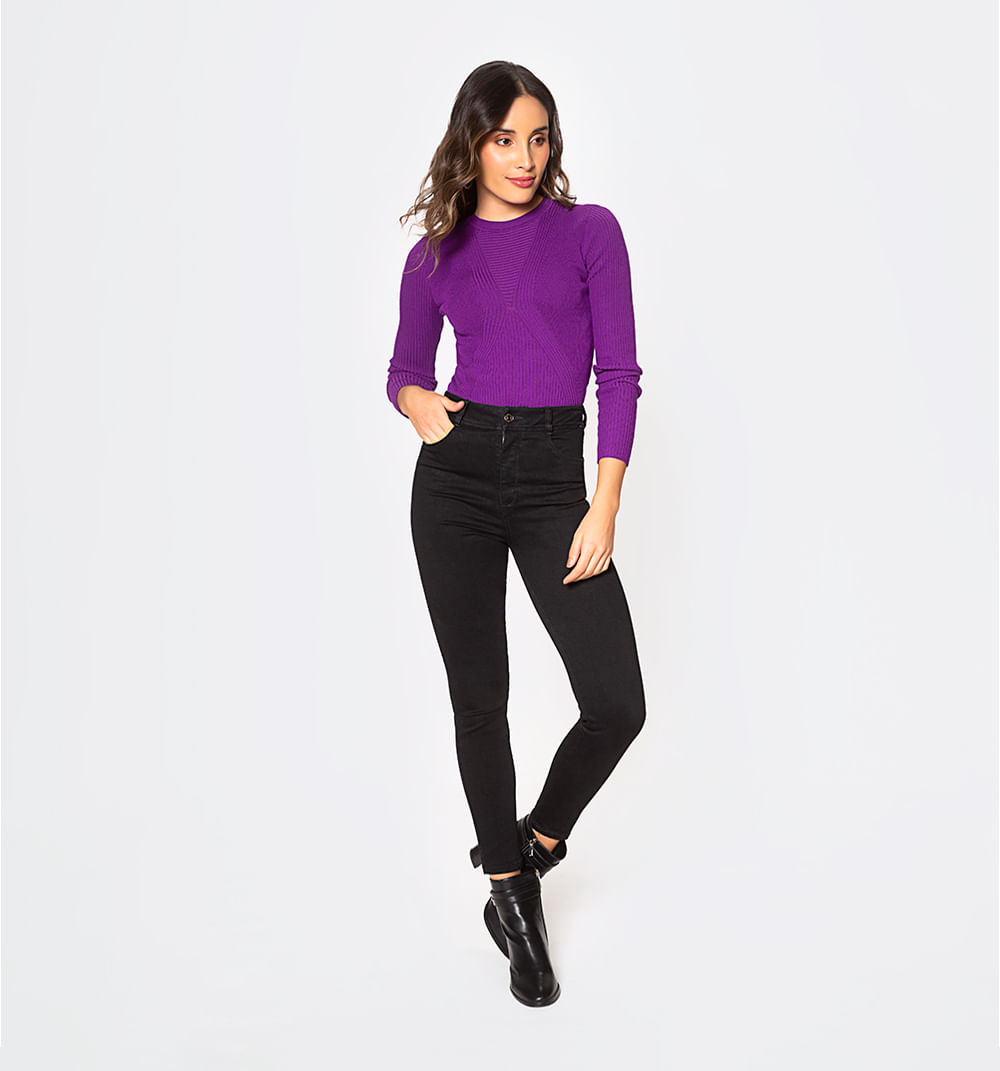 Jeggings tiro alto, cinco bolsillos, taylor, proceso negro