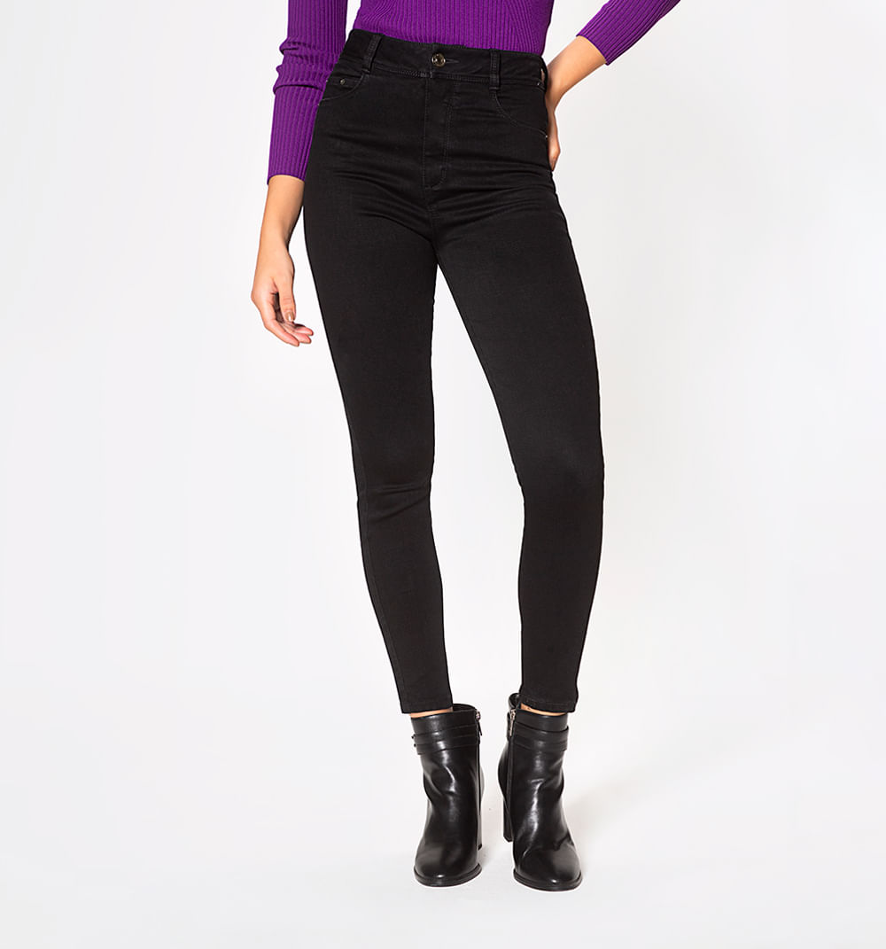 Jeggings tiro alto, cinco bolsillos, taylor, proceso negro