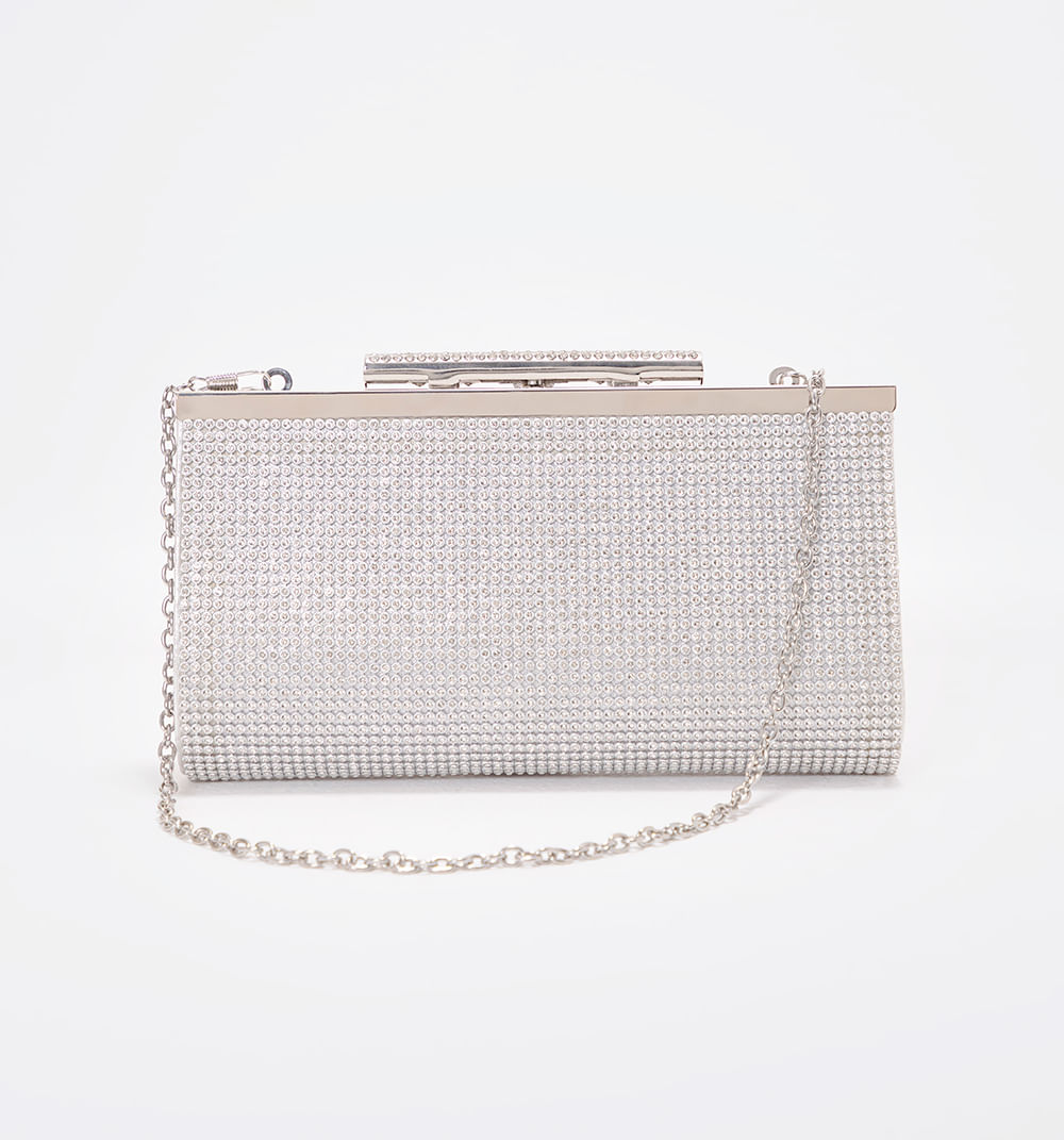 Bolso sobre malla con herraje en cristal