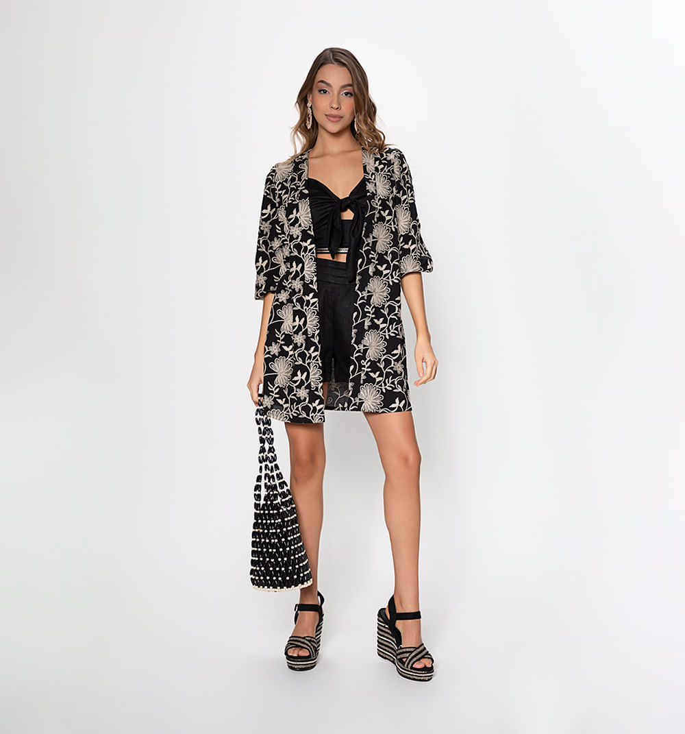 Sobretoso manga 3/4 con abertura en costados