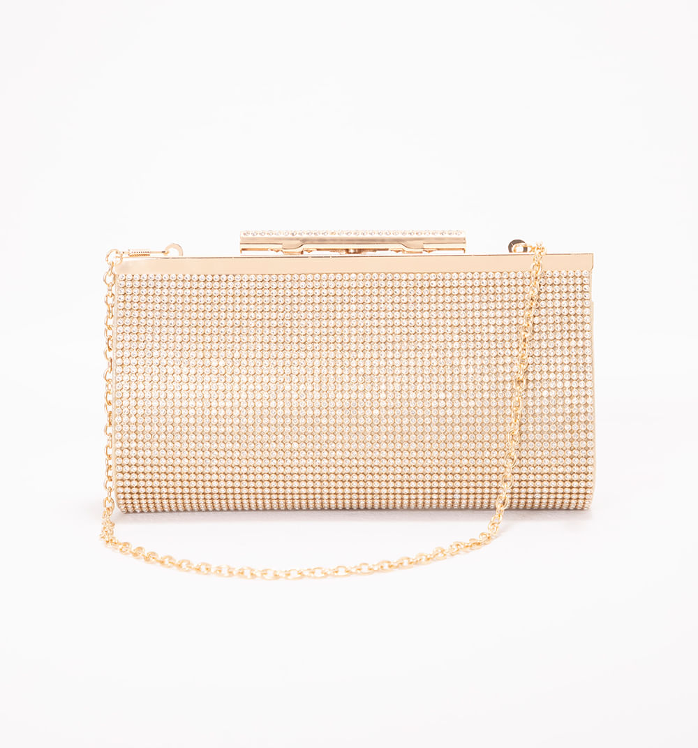 Bolso sobre malla con herraje en cristales