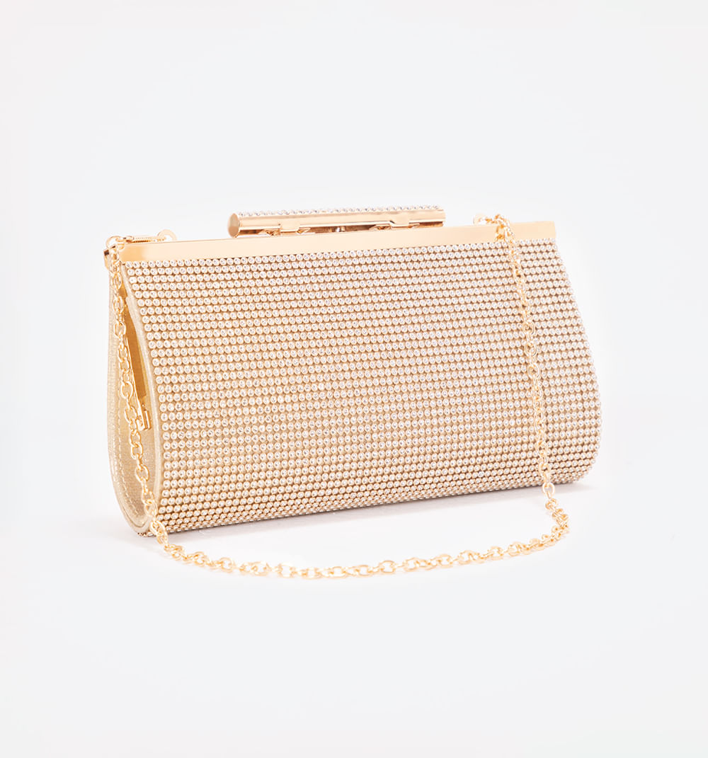 Bolso sobre malla con herraje en cristales