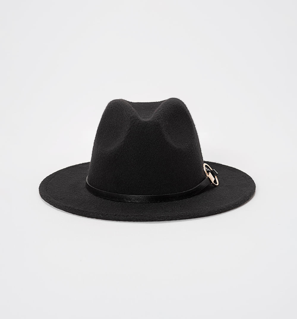Sombreo fedora con cinta pu y herraje me