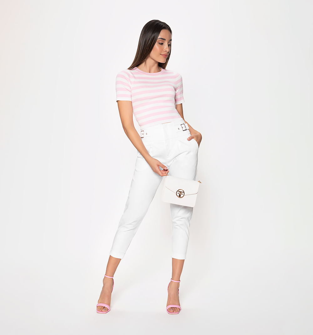 Blusa manga corta tejida en rayas