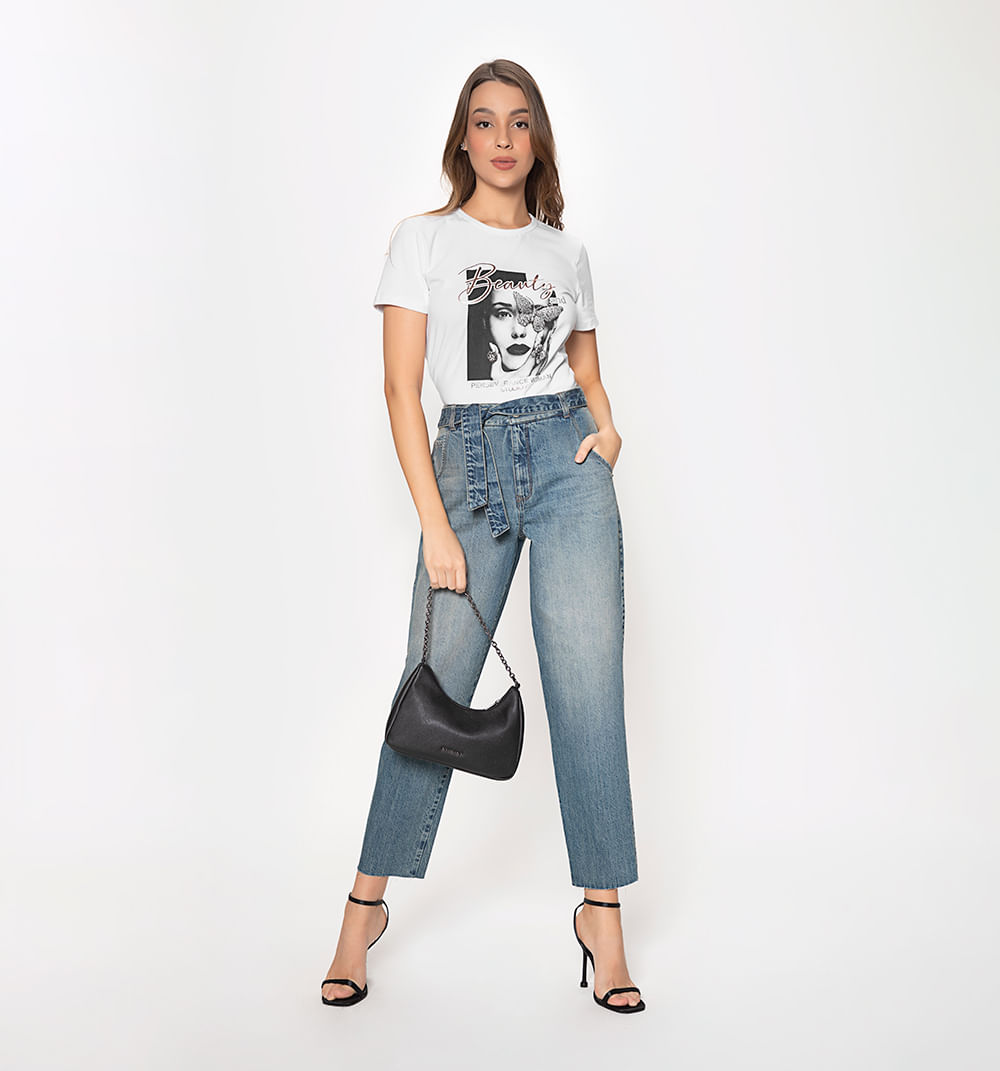 Jean boyfriend tiro alto, bolsillos con