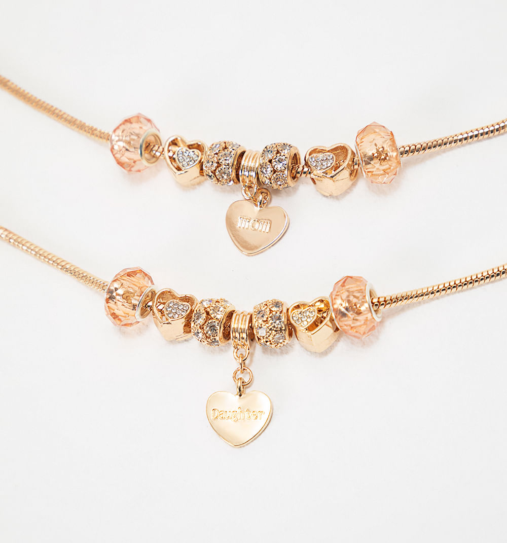 Set x 2 pulseras corazones y cristales