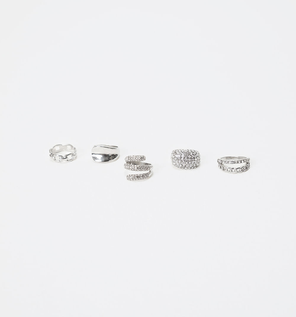 Set x 5 anillos cristales