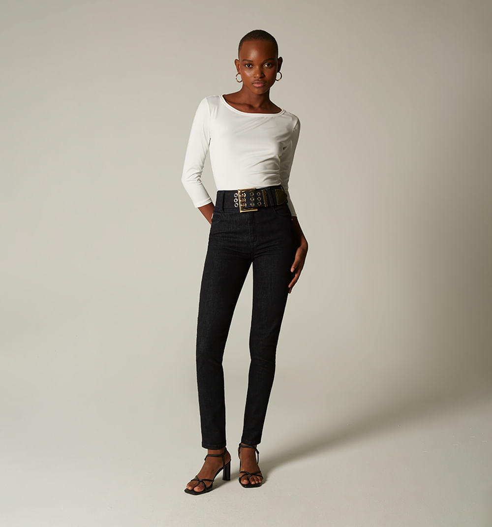 Jean skinny tiro alto, cinco bolsillos,