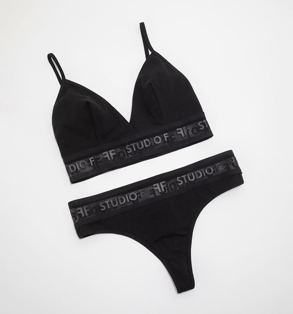 Set top y panty elastico malla logomania