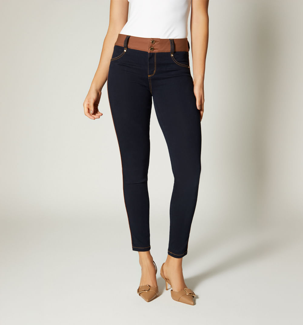 Jean ultraslim tiro medio, cierres, combinacion pu