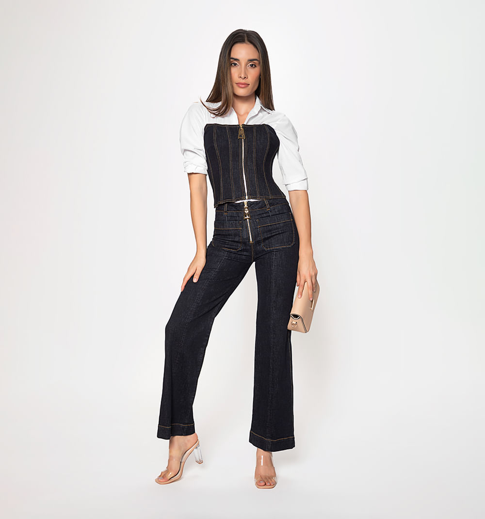 Blusa estraple cortes y cierre para mujer