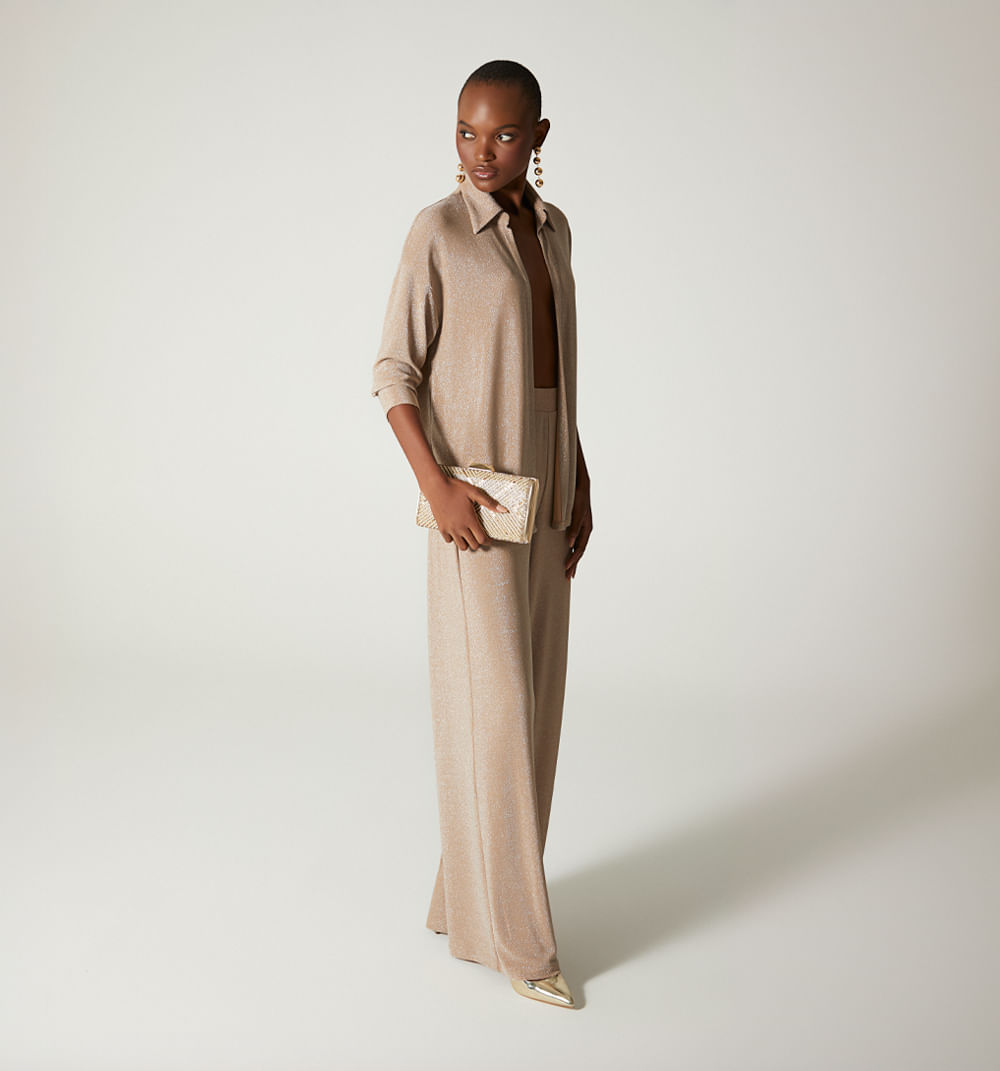 Blusa manga larga con cuello camisero