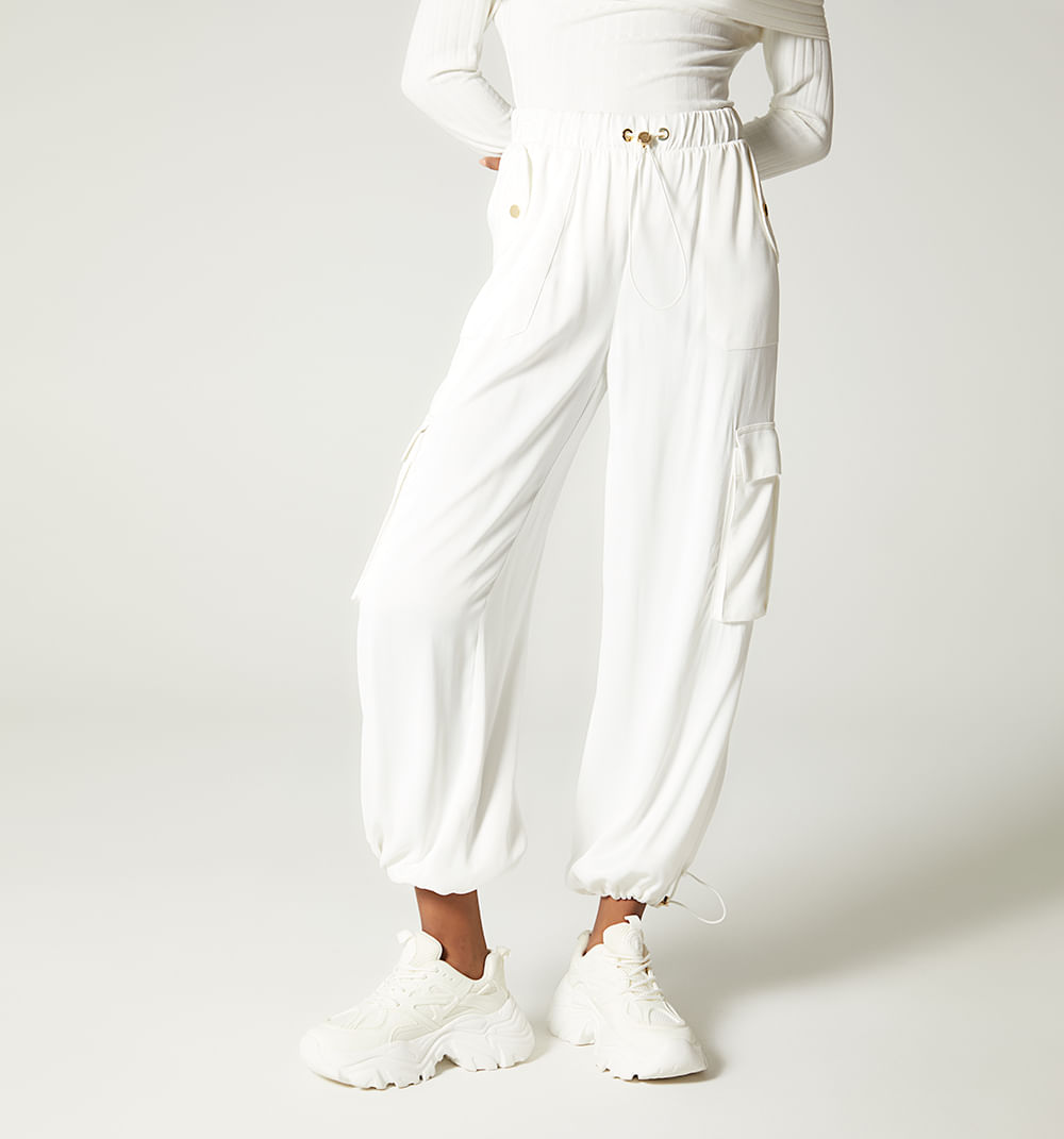 Pantalon tiro alto con elastico