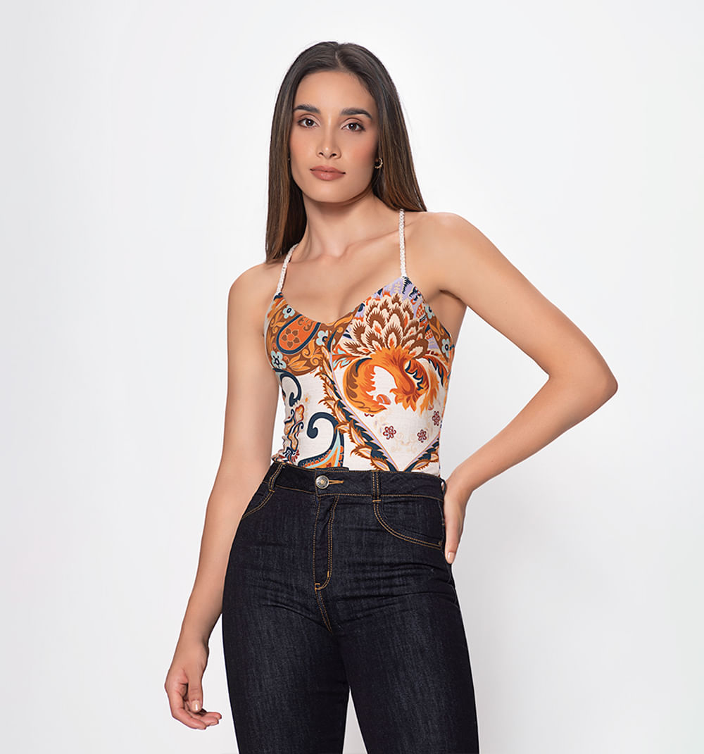 Body con  tiras cruzadas en espalda