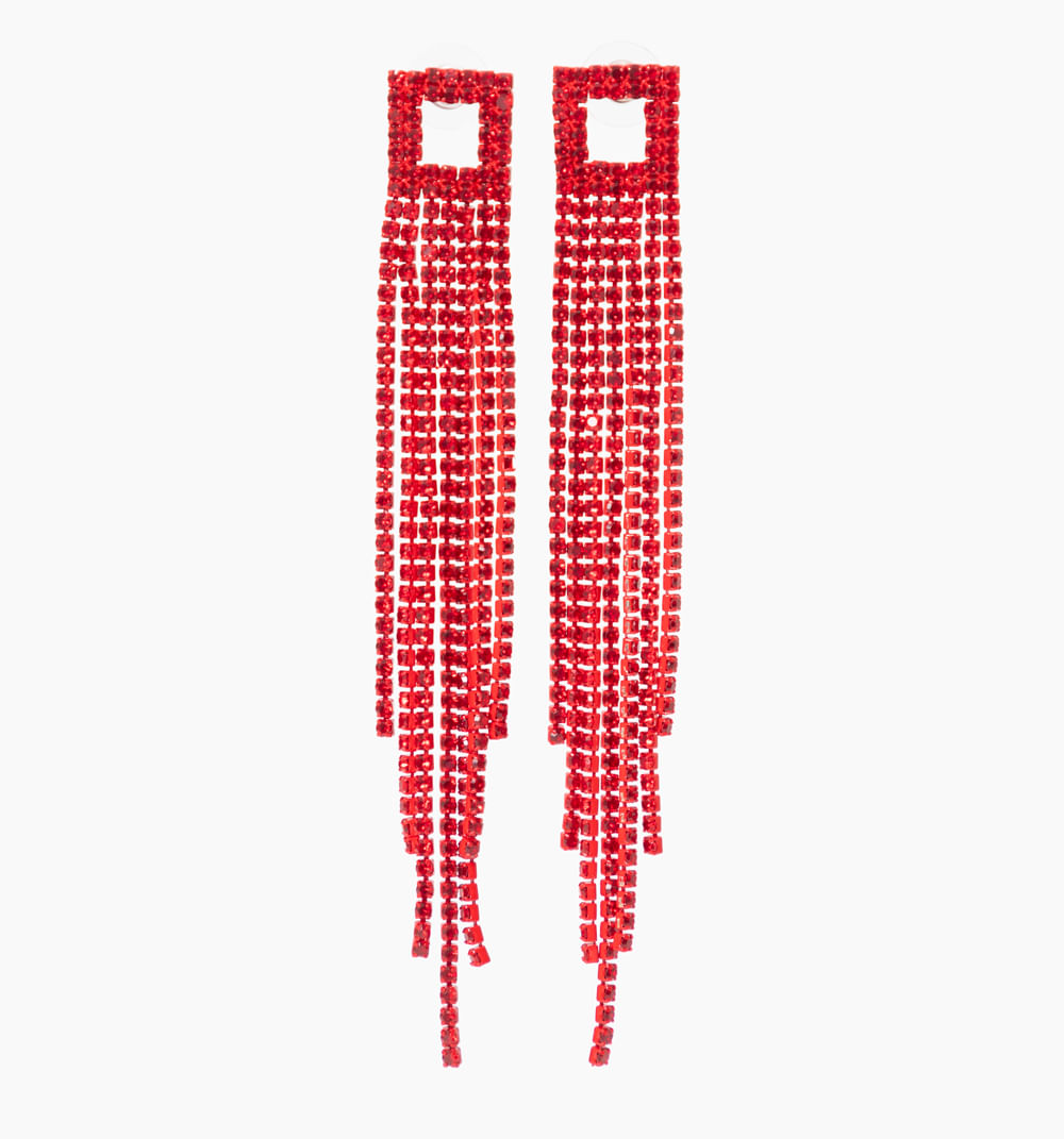 Aretes cascada cristales rojos