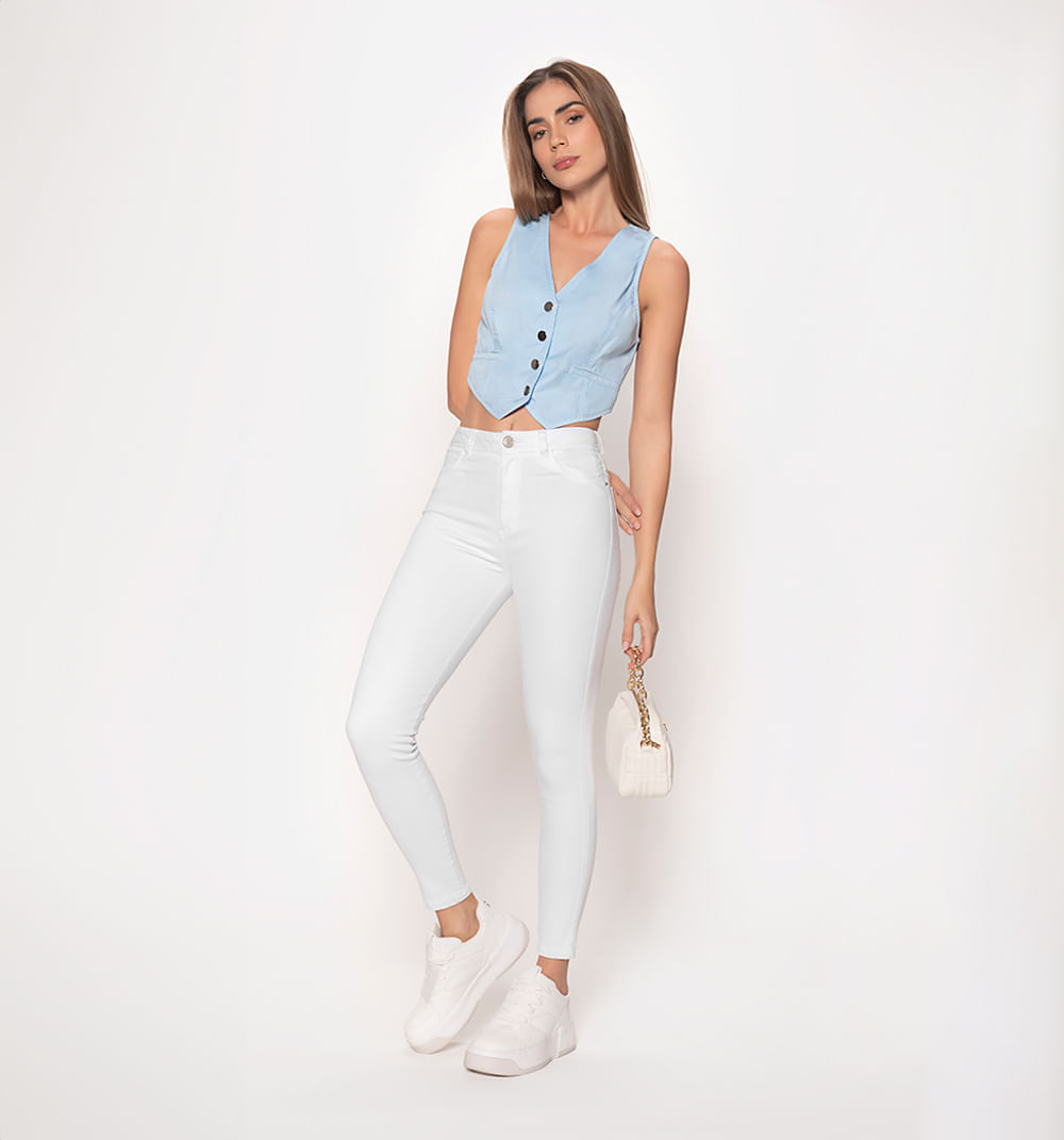 Jeggings tiro alto, cinco bolsillos, taylor, proceso blanco