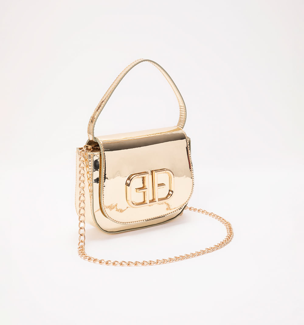 Bolso  demano metalizado con logo  ff