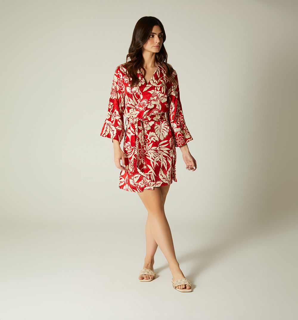 Sobretodo manga 3/4 con cinturon en misma tela