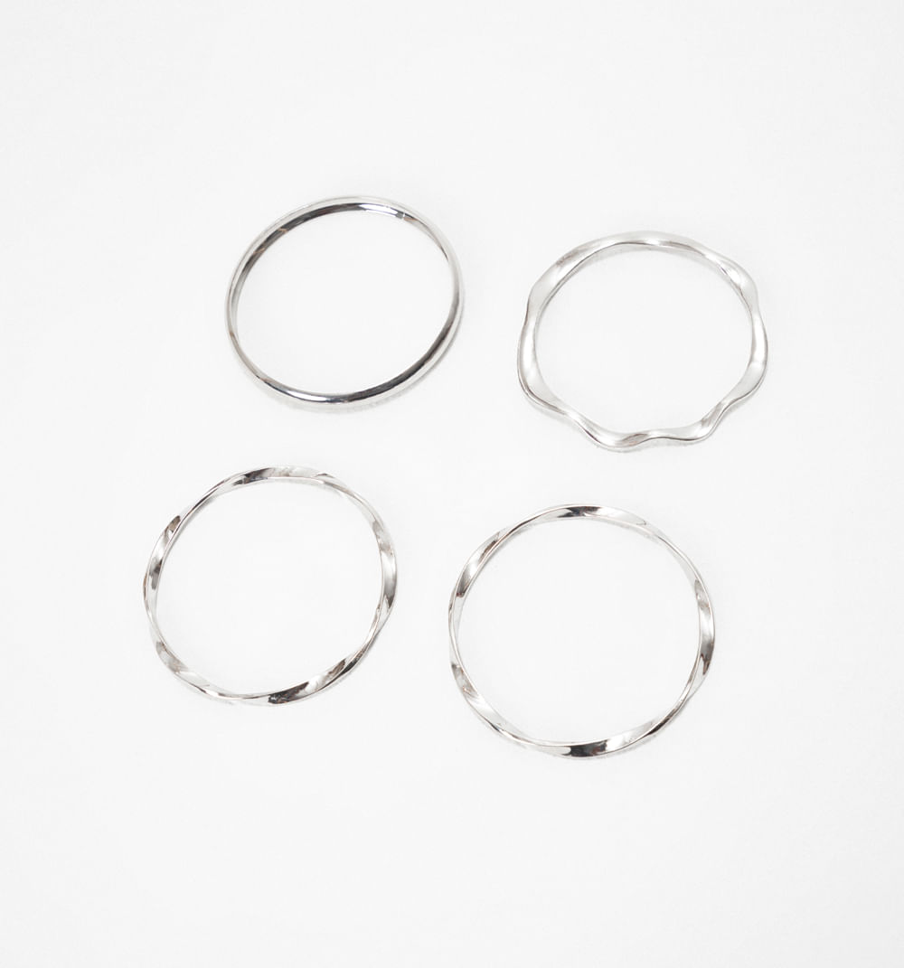 Pulsera aros lisos y entorchados set x4