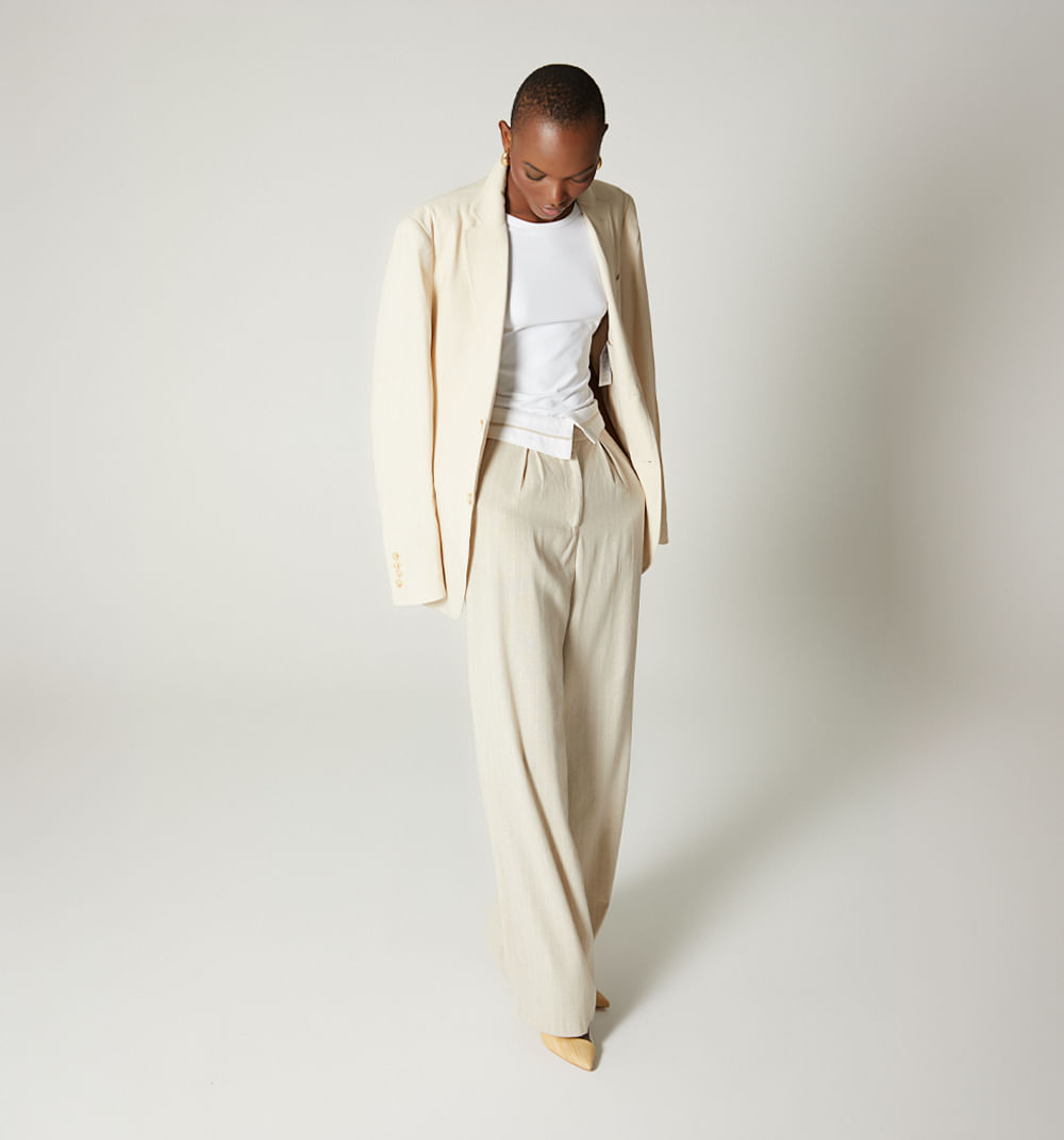 Pantalon palazo tiro alto pretina combinada