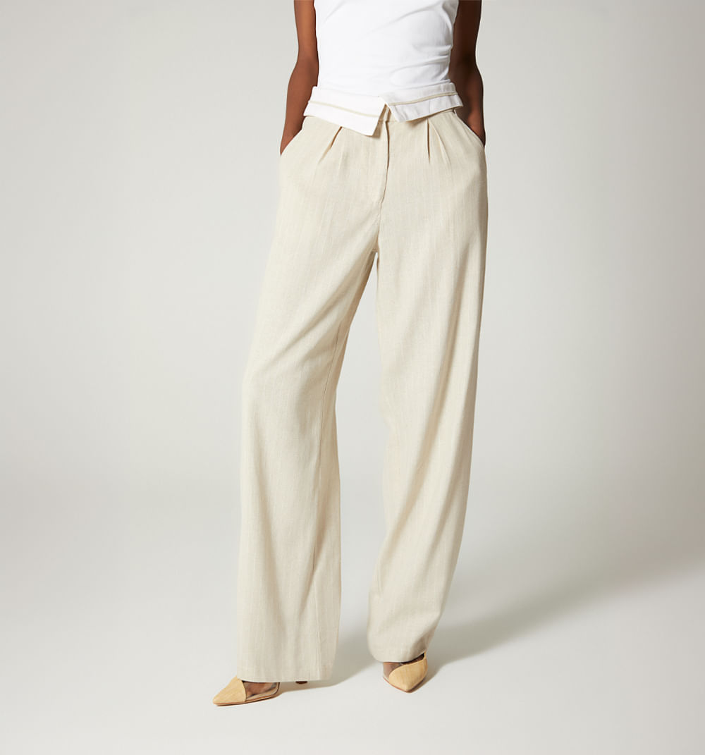 Pantalon palazo tiro alto pretina combinada