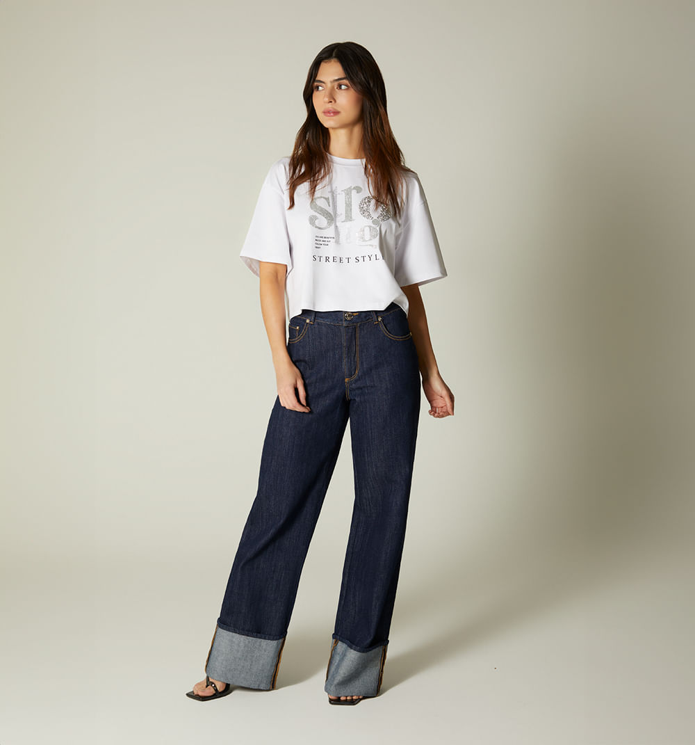Camiseta boxi con estampado cristal