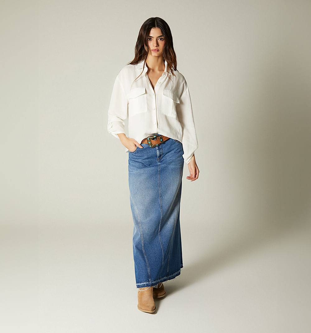Blusa manga larga  con bolsillo