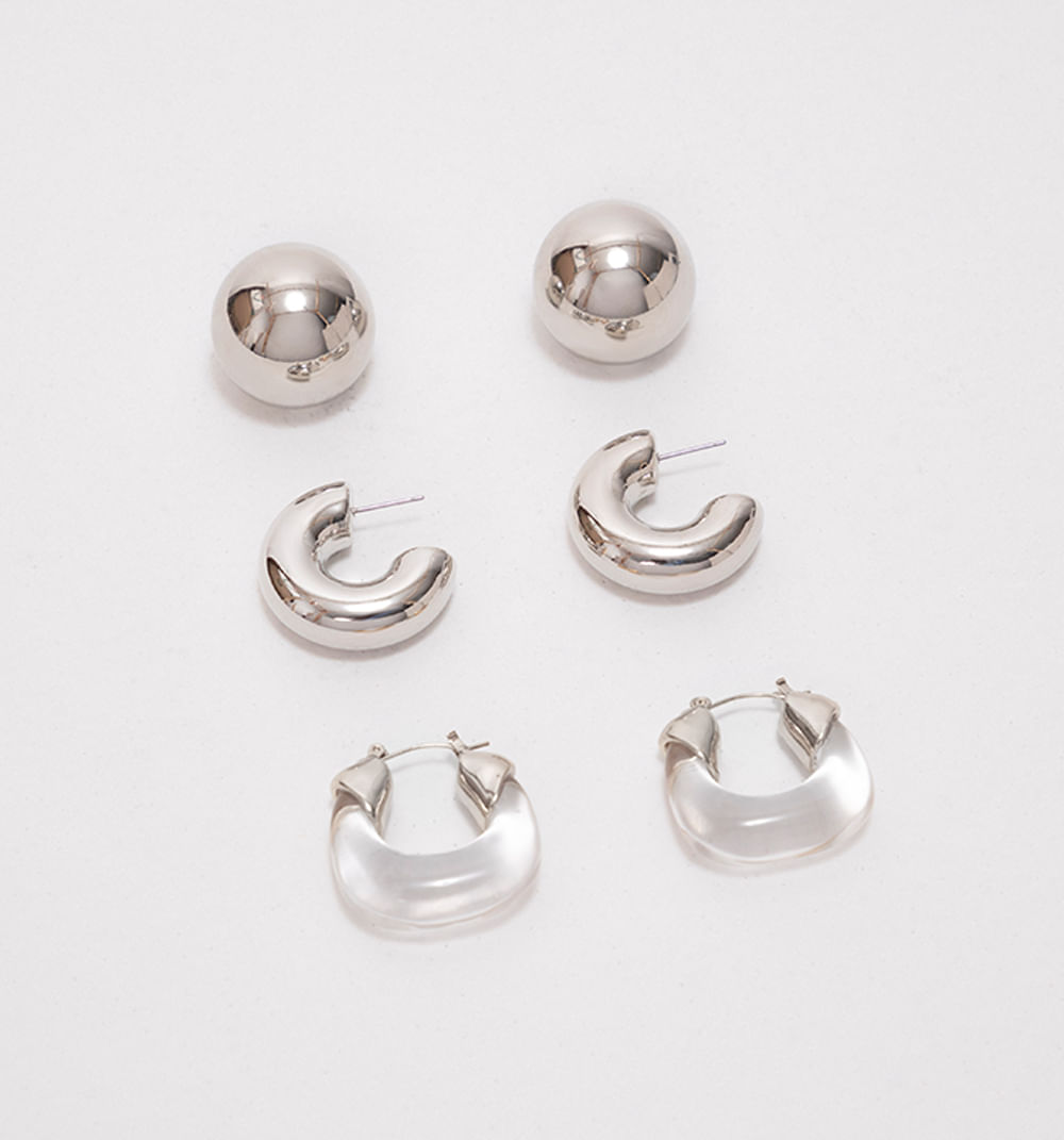 Aretes chunky transparencia set x 3