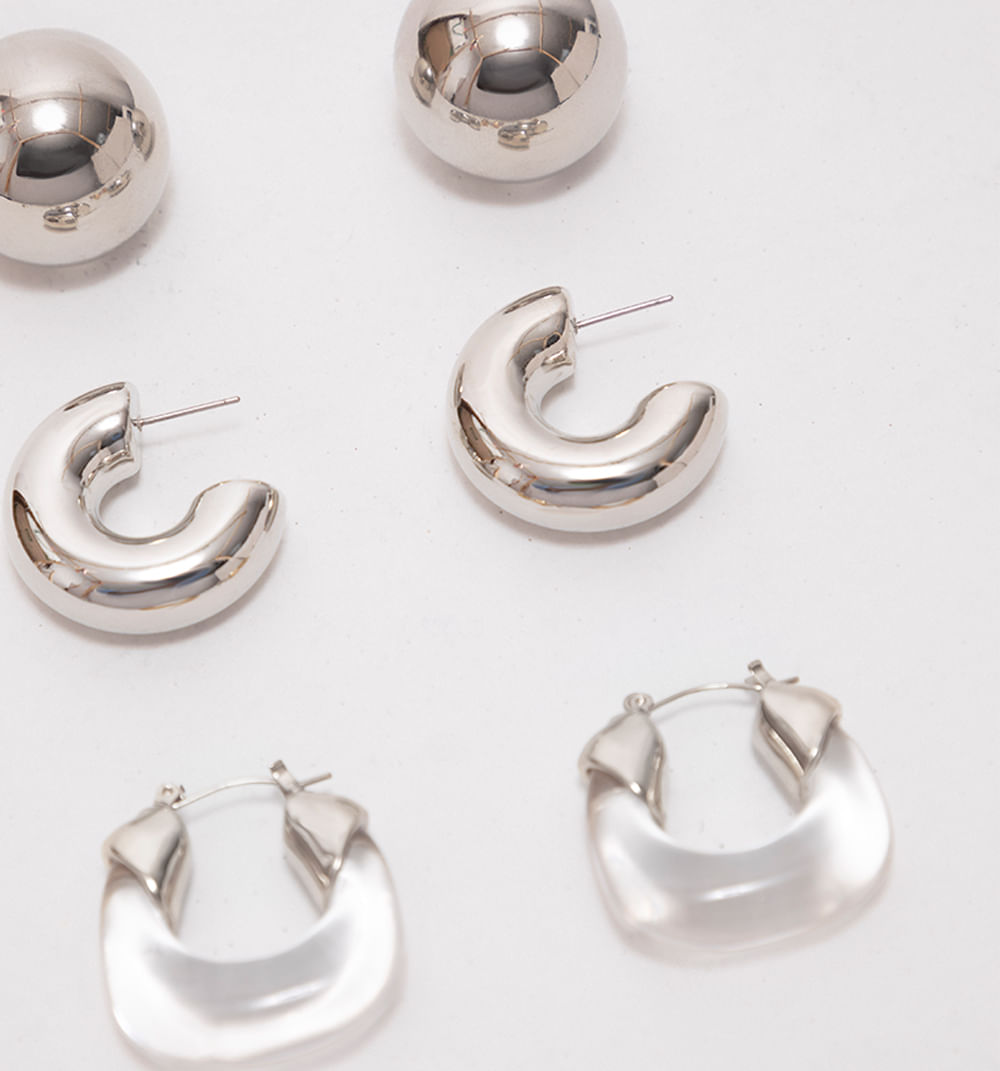 Aretes chunky transparencia set x 3